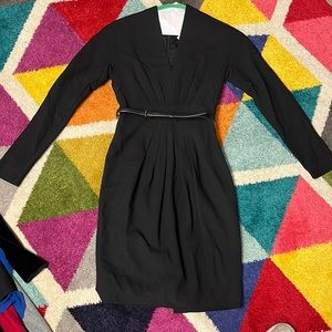 Black Dress w Pleat details and belt